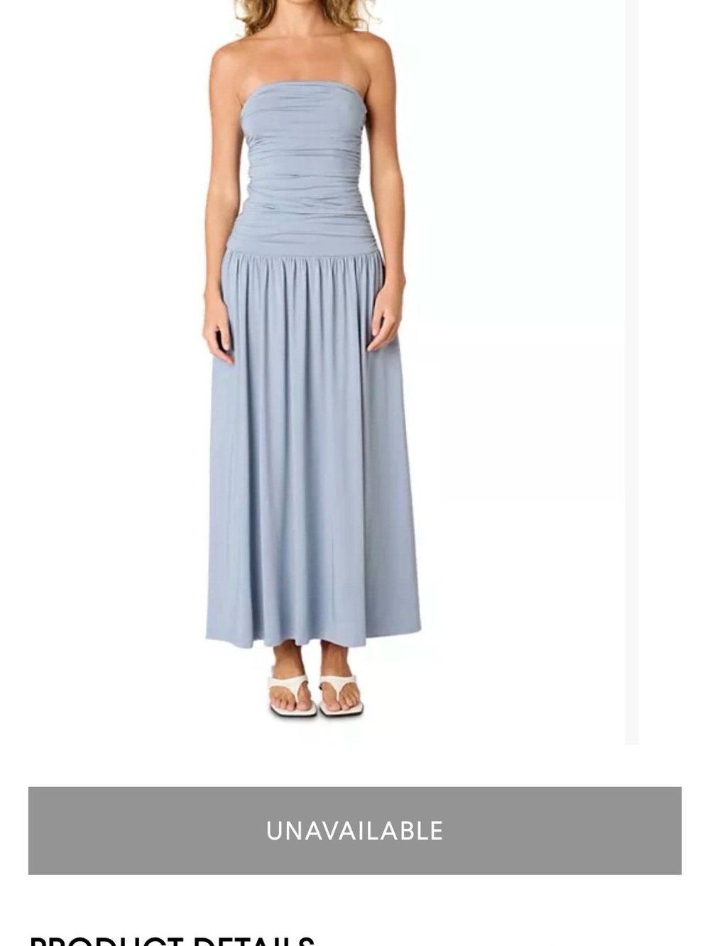 Strapless Light Blue Maxi Dress with Ruched Bodice